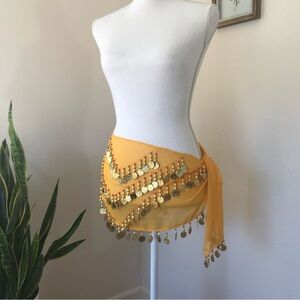 Greek Belly Dance Hip Scarf with Gold Coins